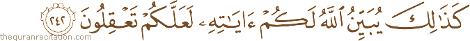 كَذَٰلِكَ يُبَيِّنُ اللَّهُ لَكُمْ آيَاتِهِ لَعَلَّكُمْ تَعْقِلُونَ