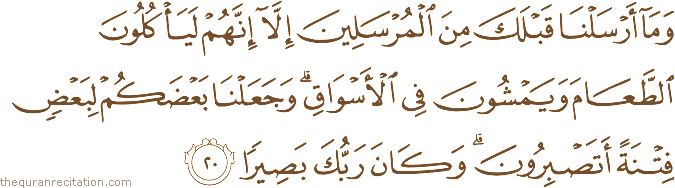Surah / Chapter 25 : Ayah / Verse 20
