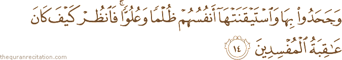 Surah / Chapter 27 : Ayah / Verse 14