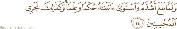 Surah / Chapter 28 : Ayah / Verse 14