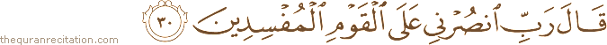 قَالَ رَبِّ انْصُرْنِي عَلَى الْقَوْمِ الْمُفْسِدِينَ