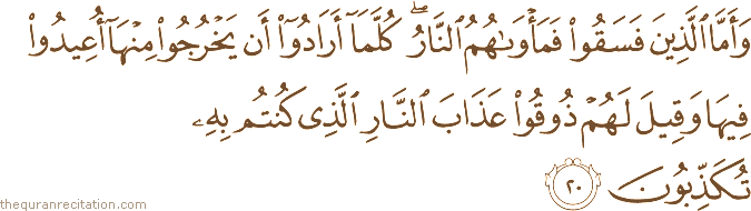 Surah / Chapter 32 : Ayah / Verse 20