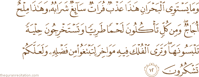 Surah / Chapter 35 : Ayah / Verse 12