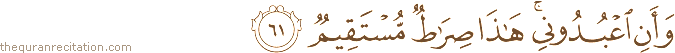 وَأَنِ اعْبُدُونِي ۚ هَٰذَا صِرَاطٌ مُسْتَقِيمٌ