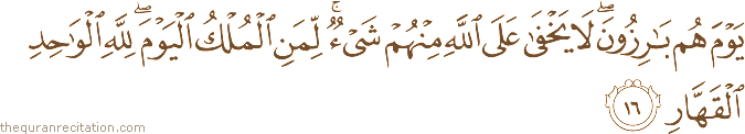 Surah / Chapter 40 : Ayah / Verse 16