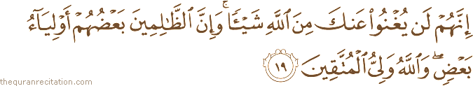 Surah / Chapter 45 : Ayah / Verse 19