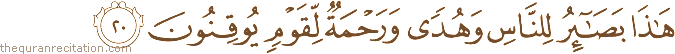 Surah / Chapter 45 : Ayah / Verse 20