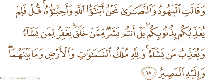 Surah / Chapter 5 : Ayah / Verse 18