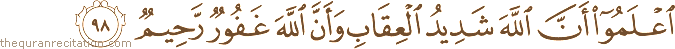 اعْلَمُوا أَنَّ اللَّهَ شَدِيدُ الْعِقَابِ وَأَنَّ اللَّهَ غَفُورٌ رَحِيمٌ