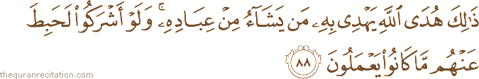 ذَٰلِكَ هُدَى اللَّهِ يَهْدِي بِهِ مَنْ يَشَاءُ مِنْ عِبَادِهِ ۚ وَلَوْ أَشْرَكُوا لَحَبِطَ عَنْهُمْ مَا كَانُوا يَعْمَلُونَ