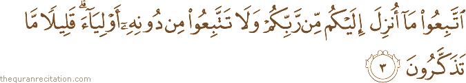 Surah / Chapter 7 : Ayah / Verse 3