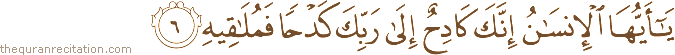 Surah / Chapter 84 : Ayah / Verse 6